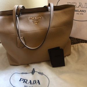 Prada medium sized tote, beautiful tan leather, owned less than a year
